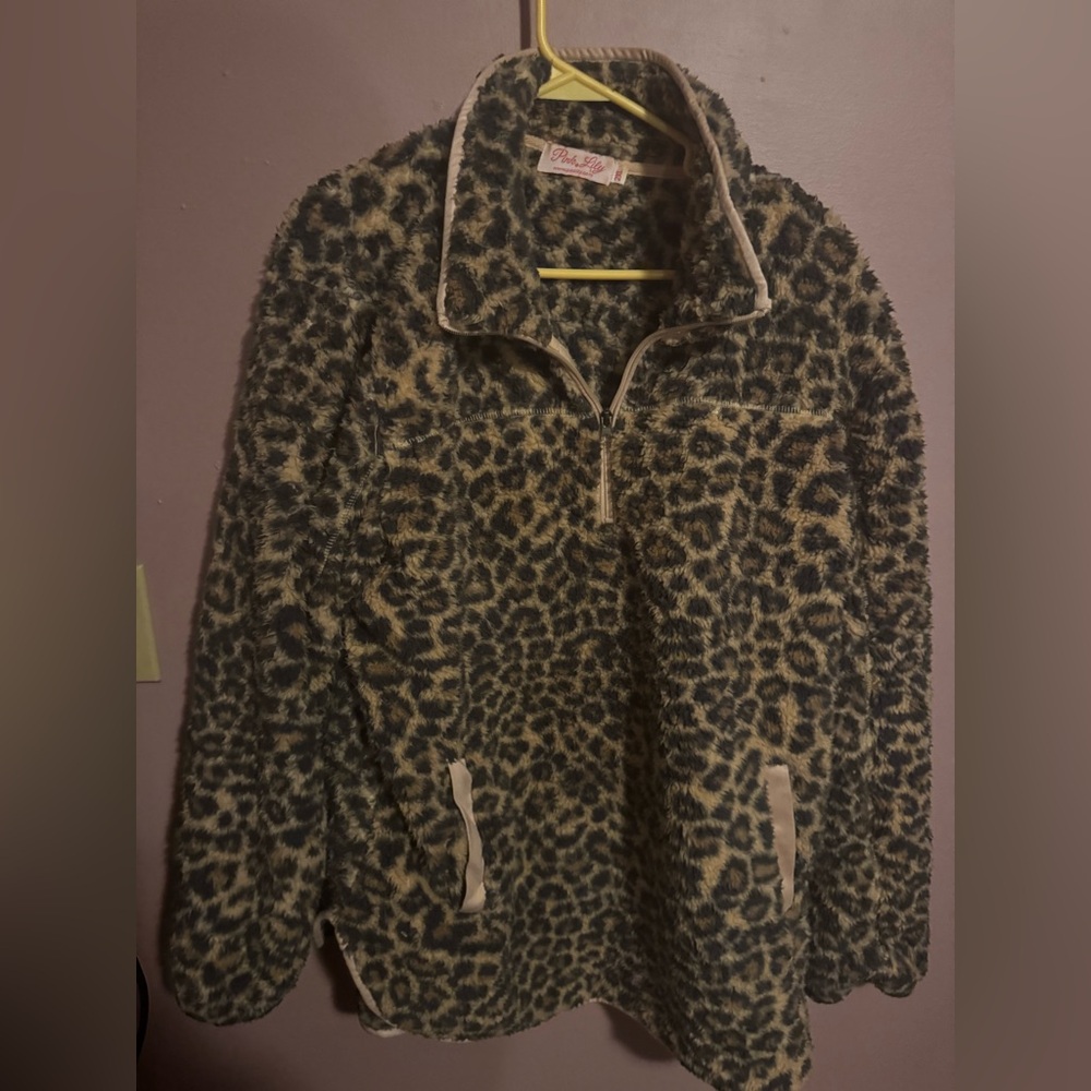 Pink Lily Animal Print Fleece Jacket